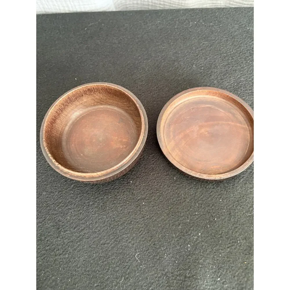 Small Textured Wood Woven Trinket Box - 3